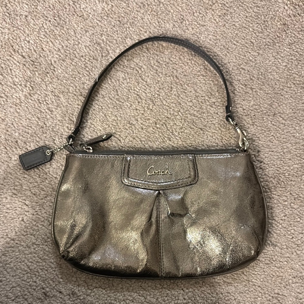 Coach Silver Shoulder Bag with Signature Logo